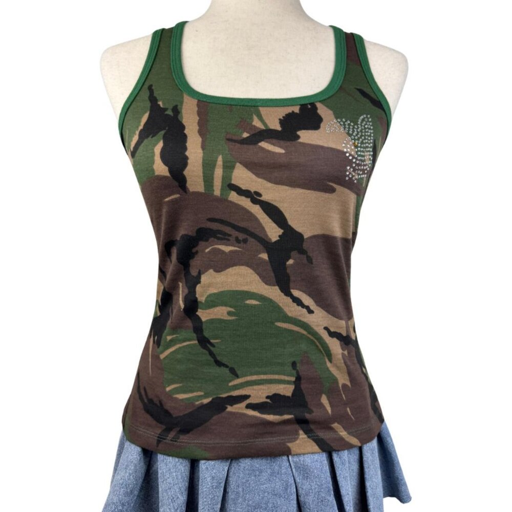 Camo Rhinestone Rabbit Graphic Tank Top Size Large - Picture 2 of 5